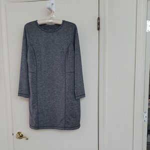 JJill Gray Marled Tunic/Dress zip side pockets Petite/Small lg slvs